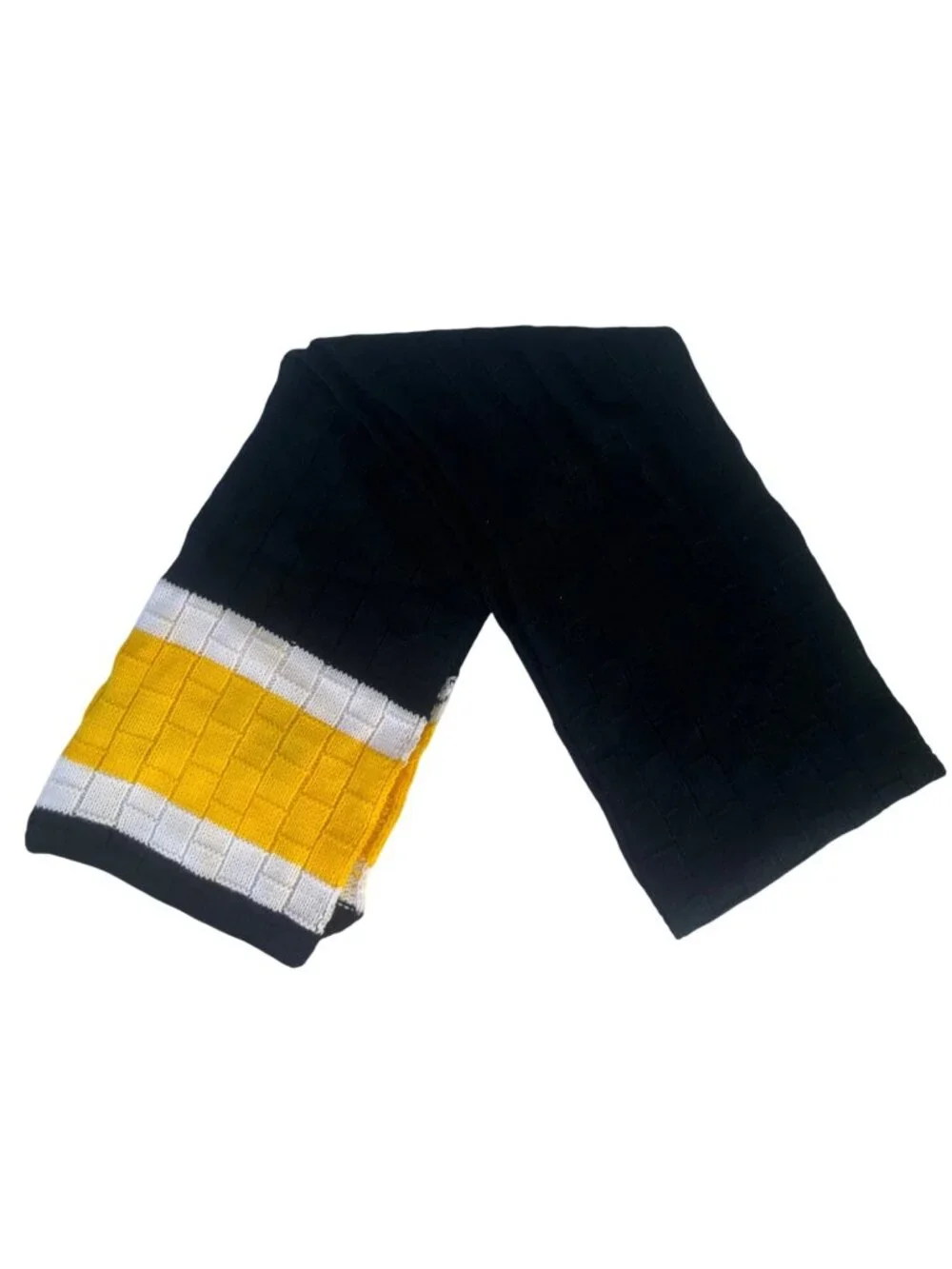 Pittsburgh Steelers Knit Scarf Black Yellow White Logo Patch Fanwear